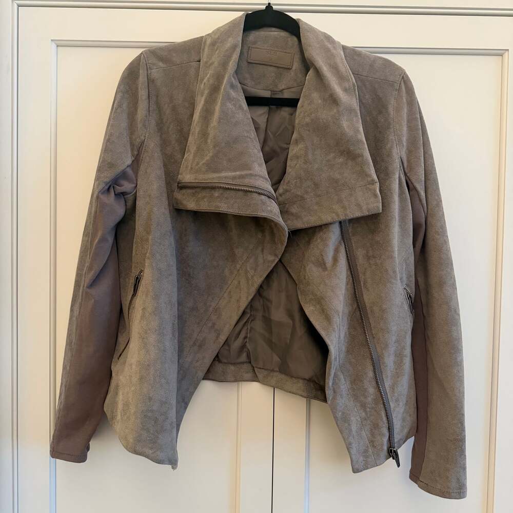 Sl8 Faux Suede Moto Jacket 🤍 Brown Grey 🤍 Size Medium